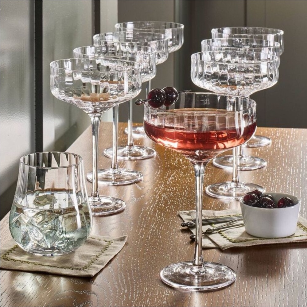 NEW! Hearth & Hand w/Magnolia Set of 8, 12oz Coupe Glasses Clear - Picture 2 of 5